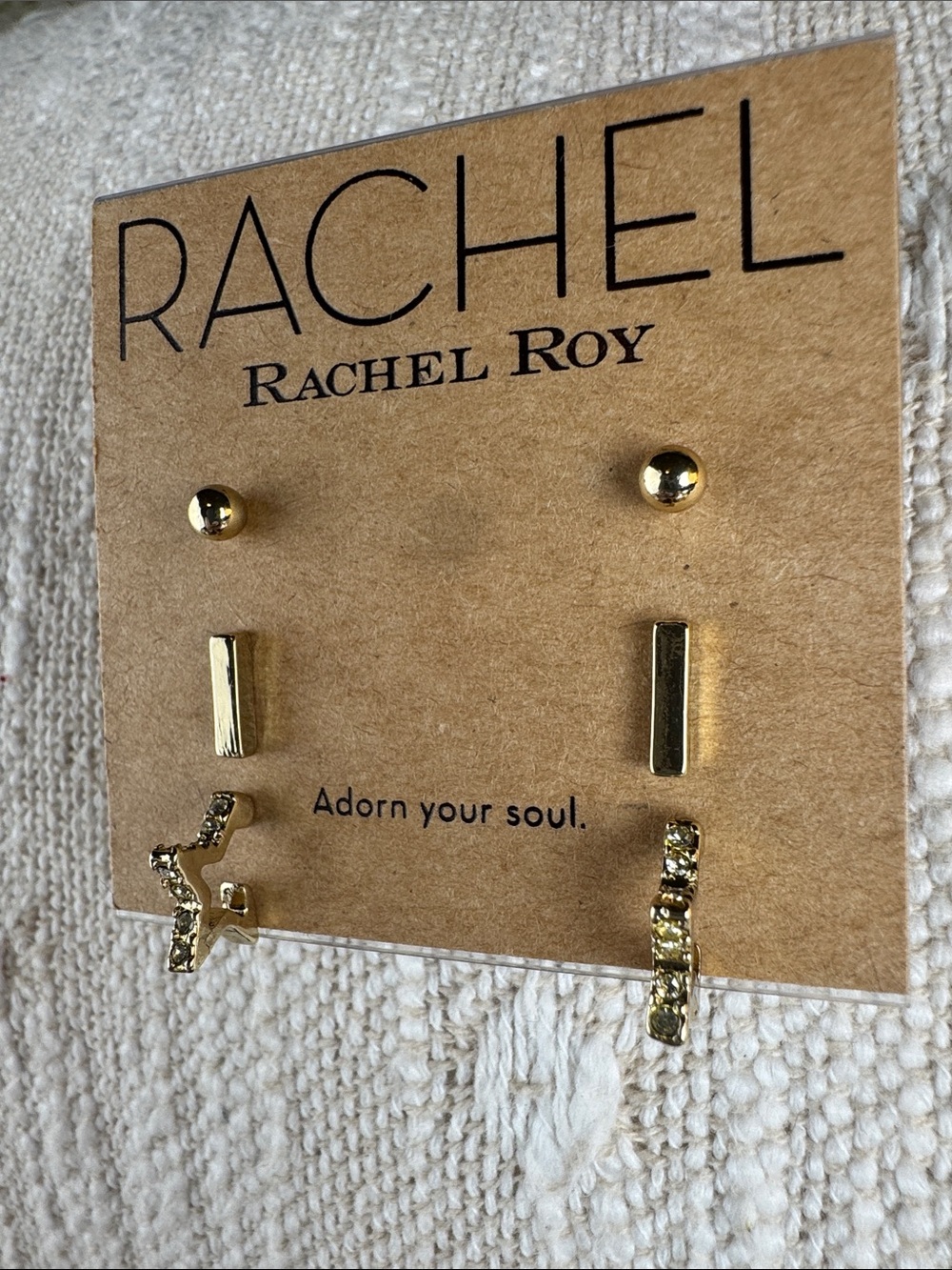 0552-Rachel Roy Gold Earring Set - 3 Pairs